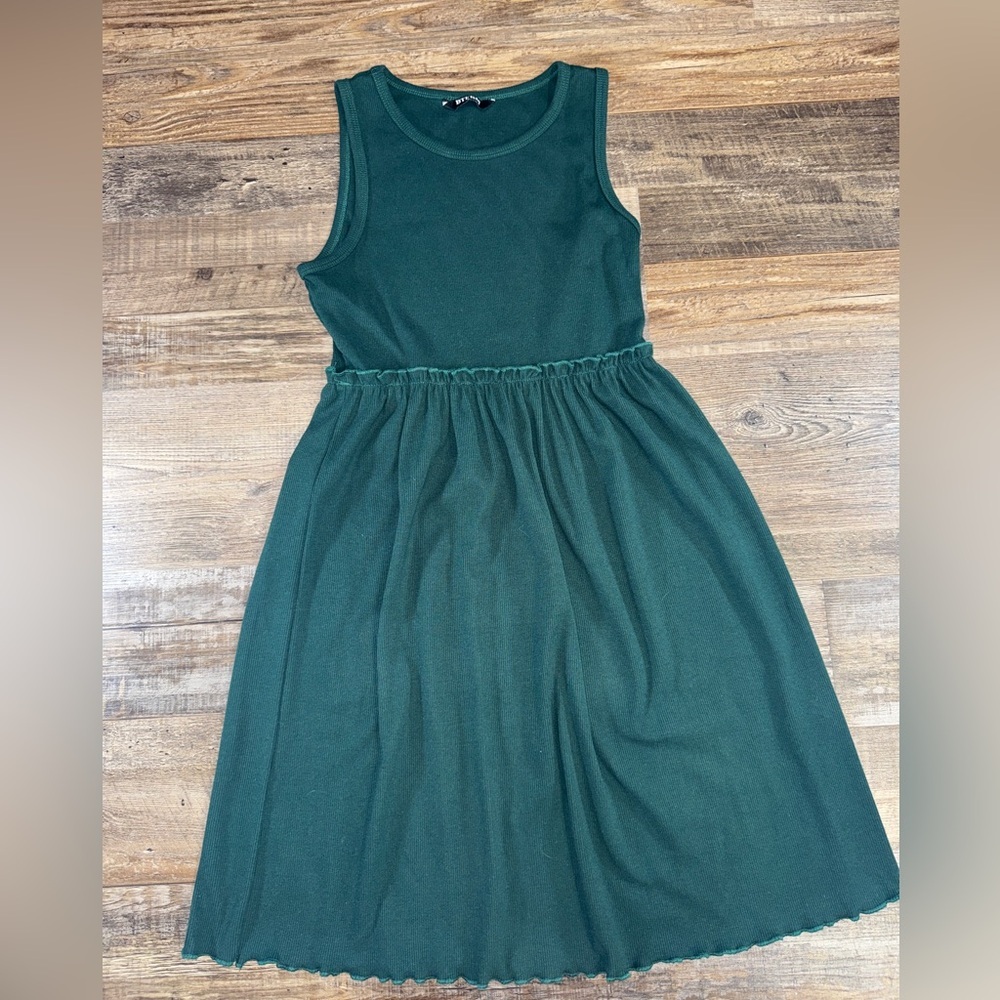 BTFBM Green Ribbed Sleeveless Midi Dress Small